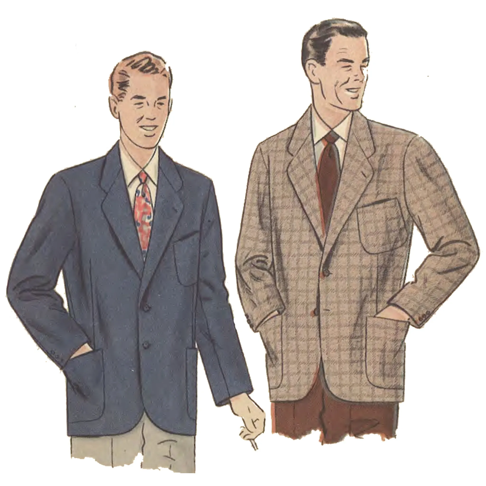 1950s Pattern, Men's Blazer Tailored Jacket - Chest 40" (102cm)