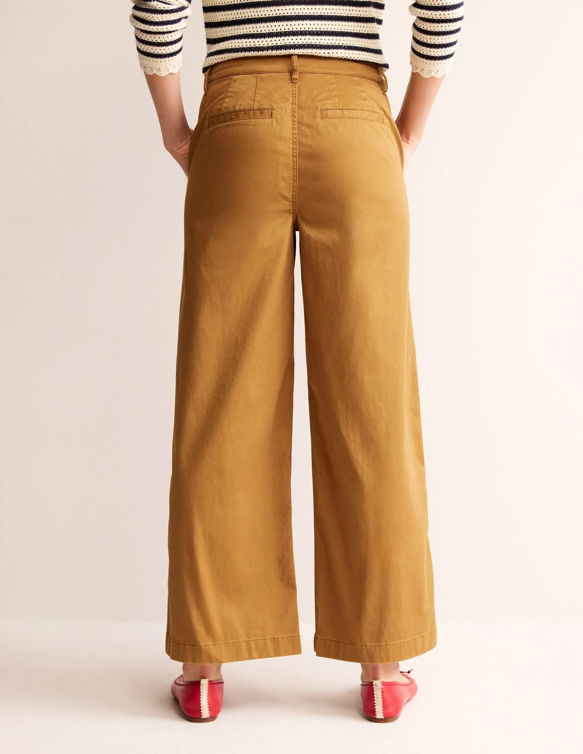 BARNSBURY WIDE LEG CHINO-Bronze Brown