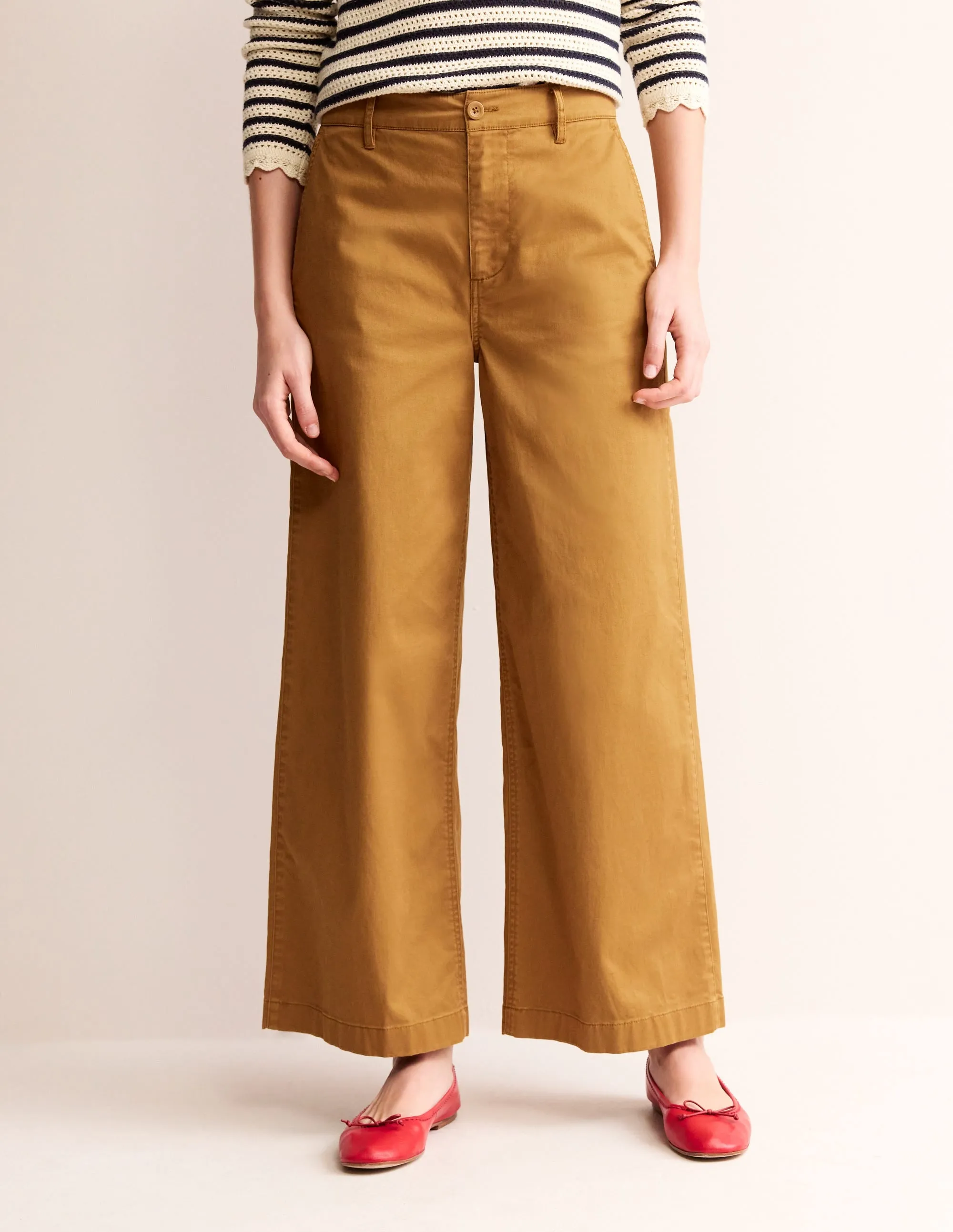 BARNSBURY WIDE LEG CHINO-Bronze Brown