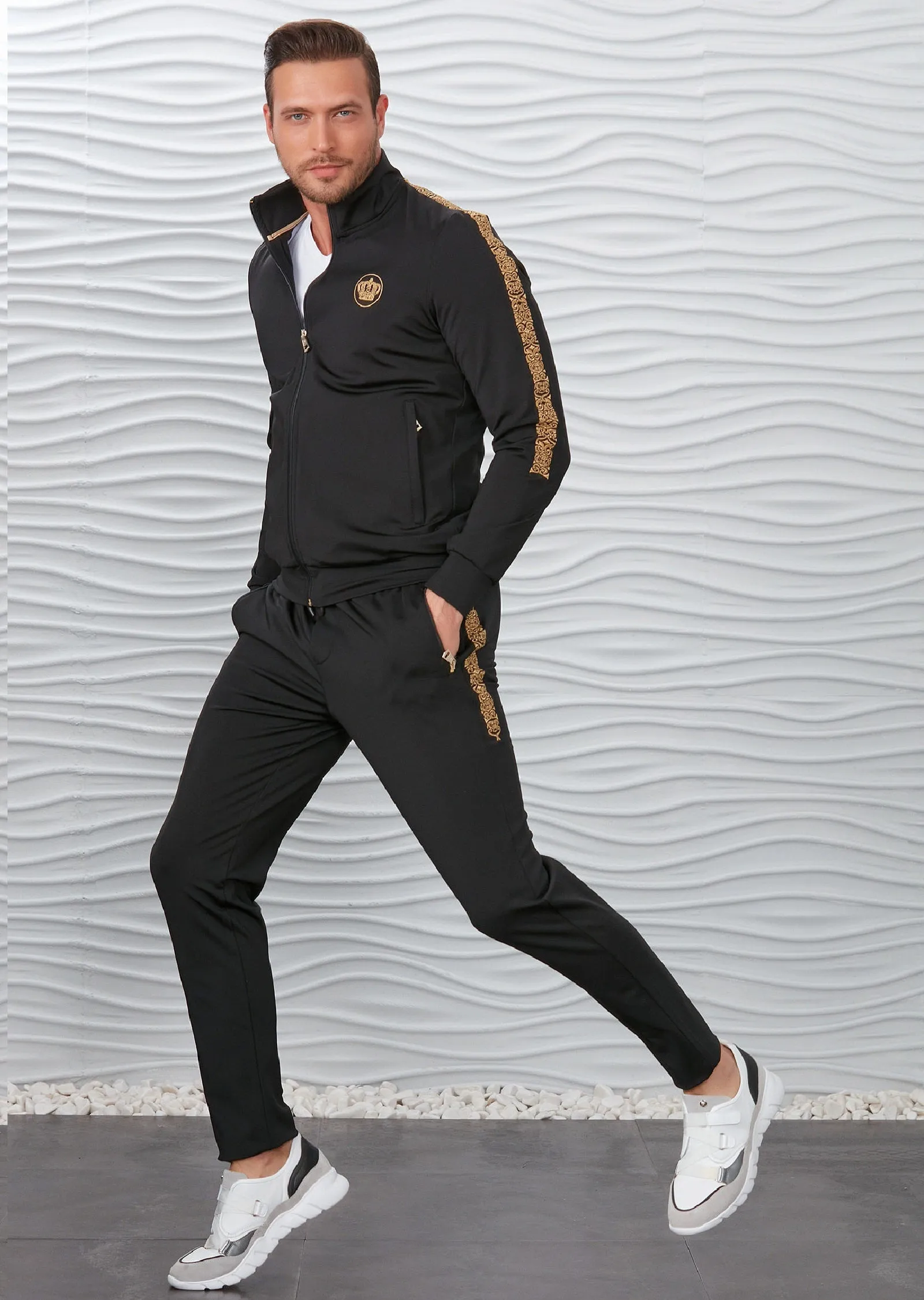 Black Crown Embroidery 2-pcs Tracksuit