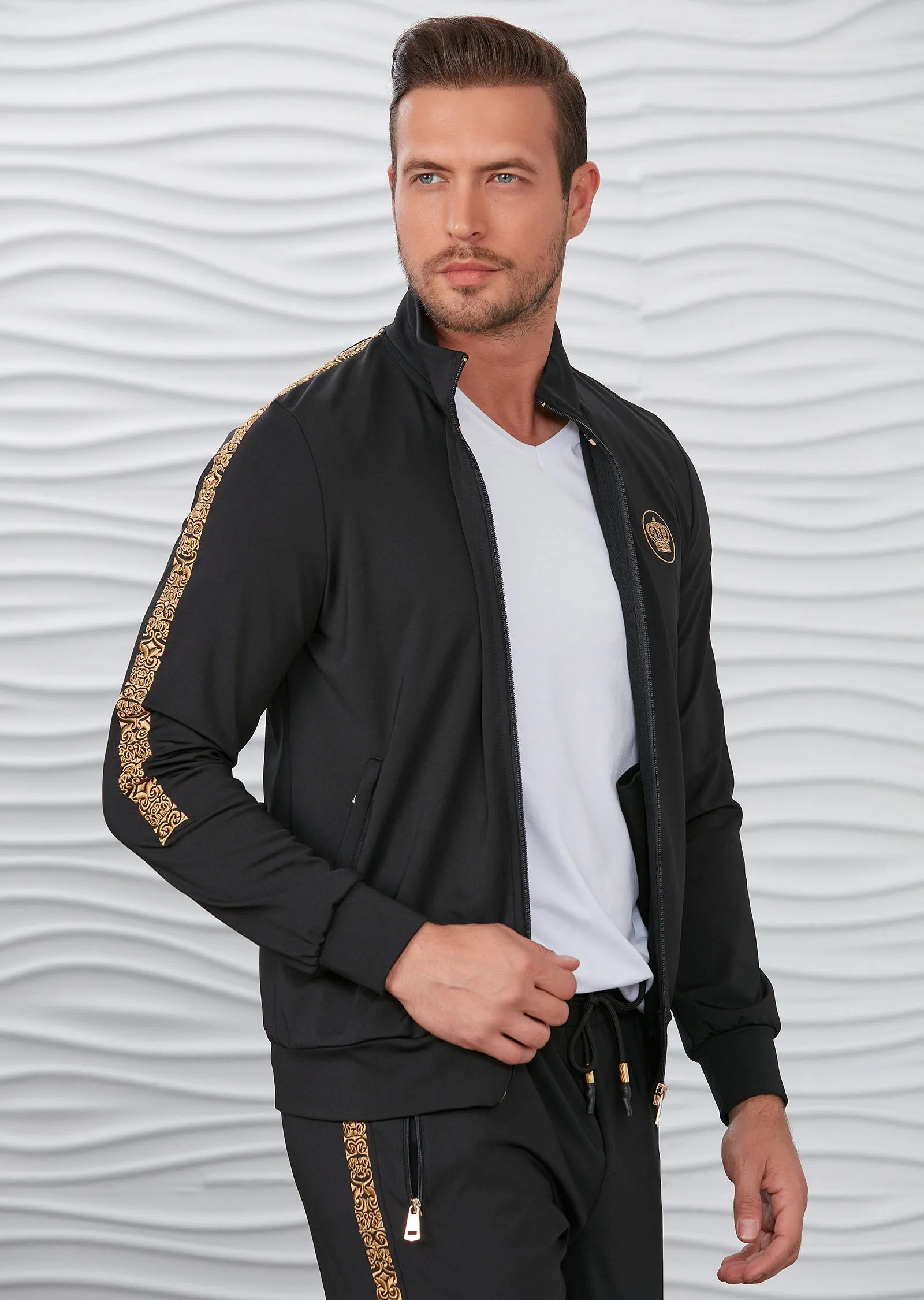 Black Crown Embroidery 2-pcs Tracksuit