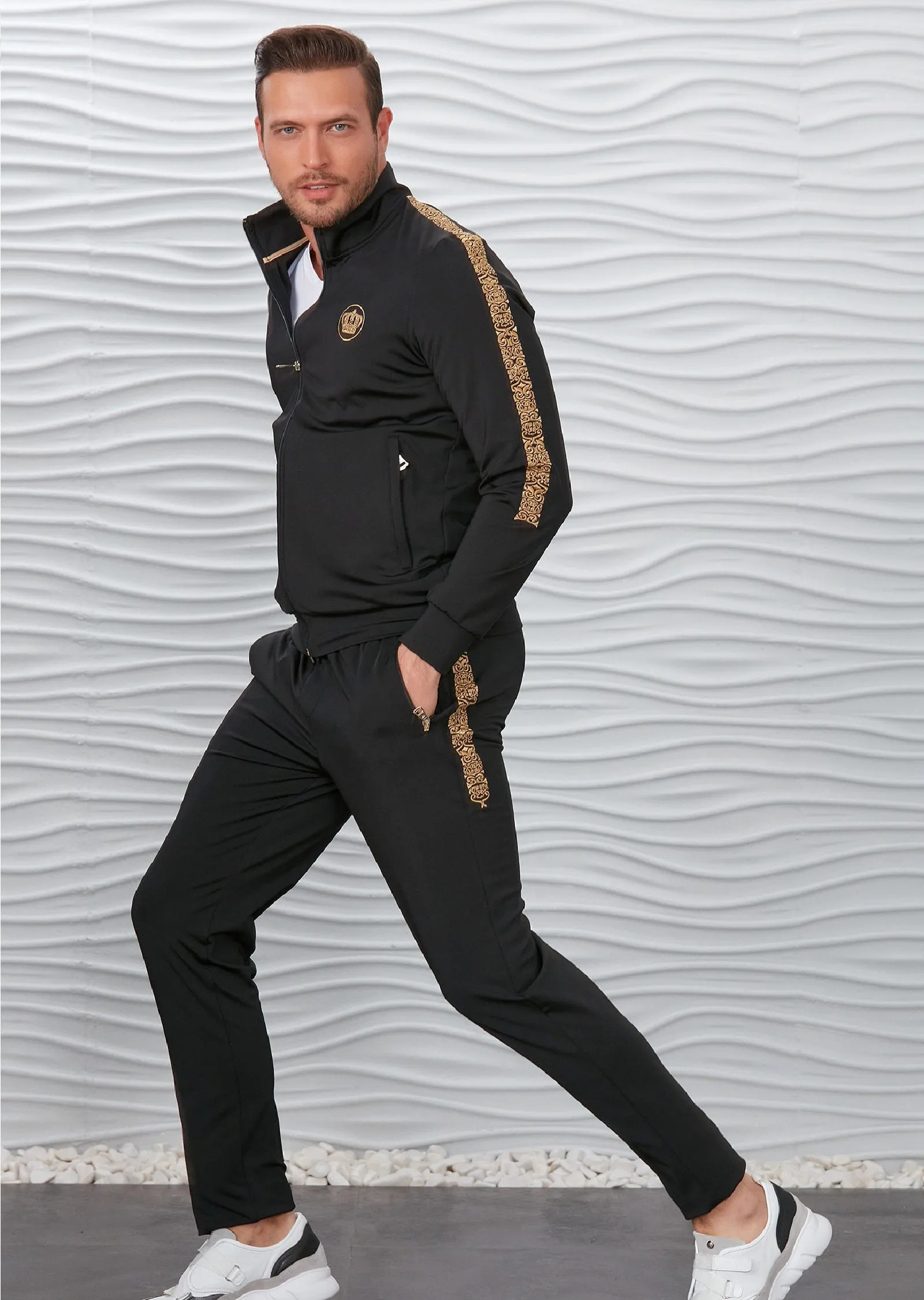 Black Crown Embroidery 2-pcs Tracksuit