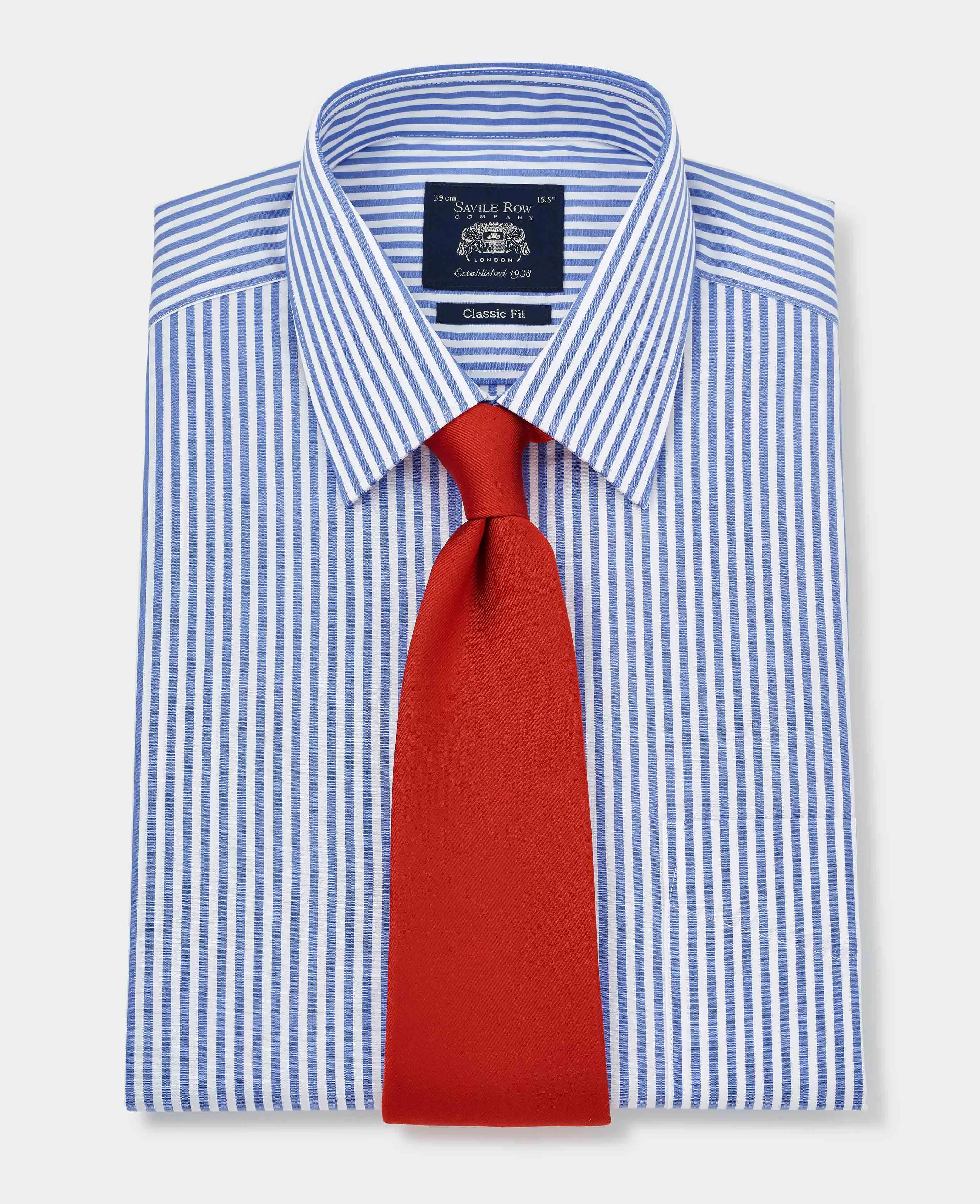 Blue Classic Fit Striped Formal Shirt - Single Cuff