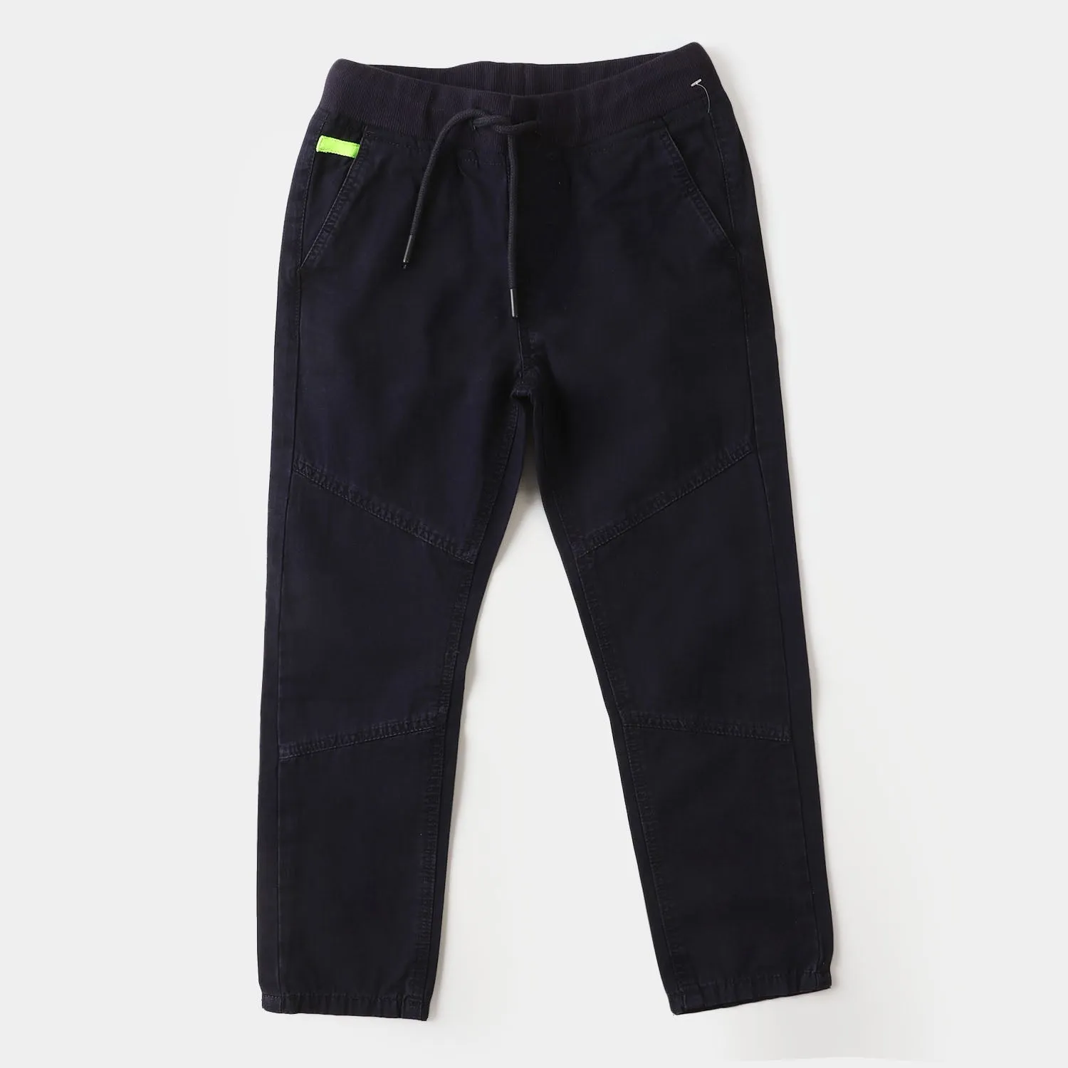 Boys Cotton Pant Rib NeonTape - Navy Blue