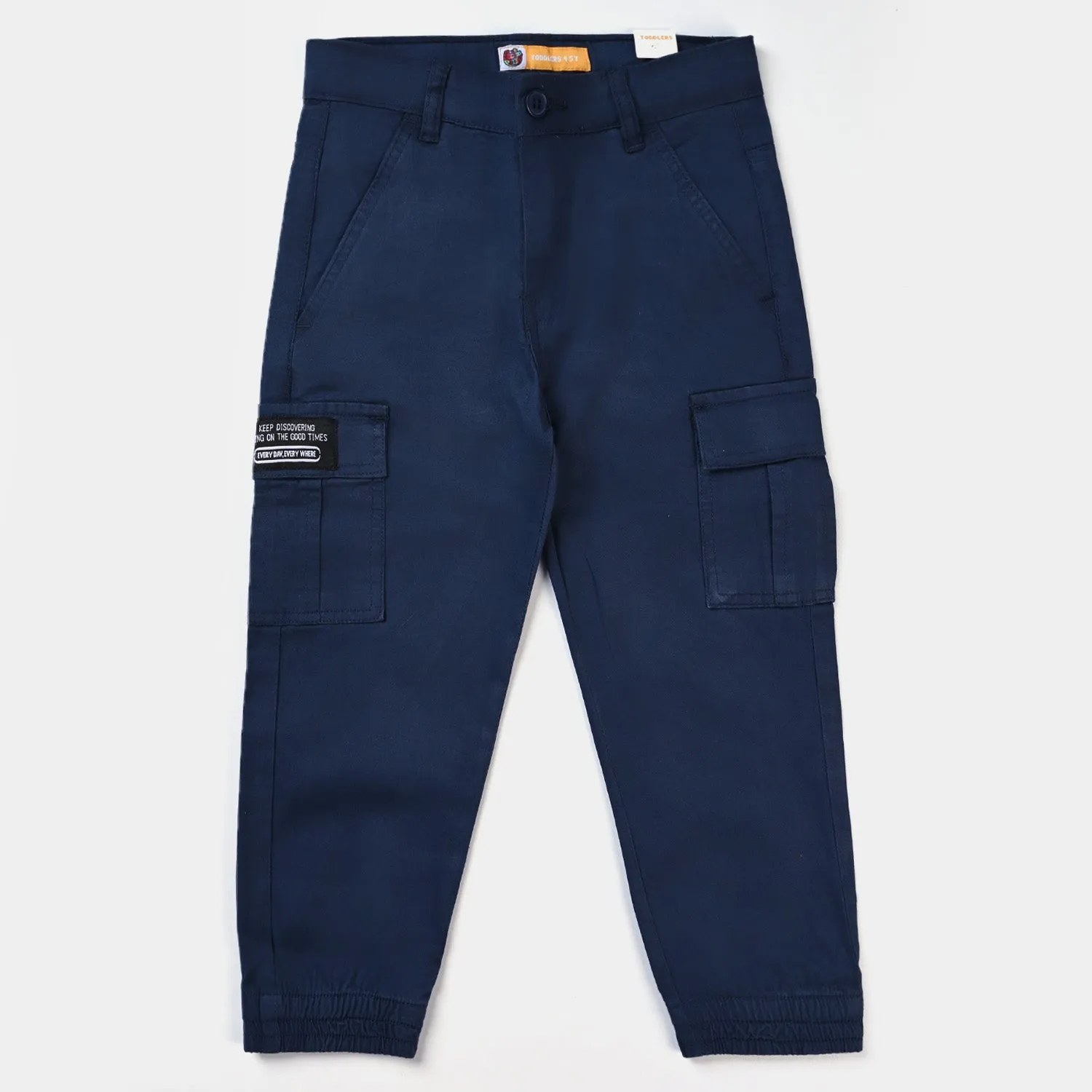 Boys Cotton Twill Pant Keep Going-NAVY