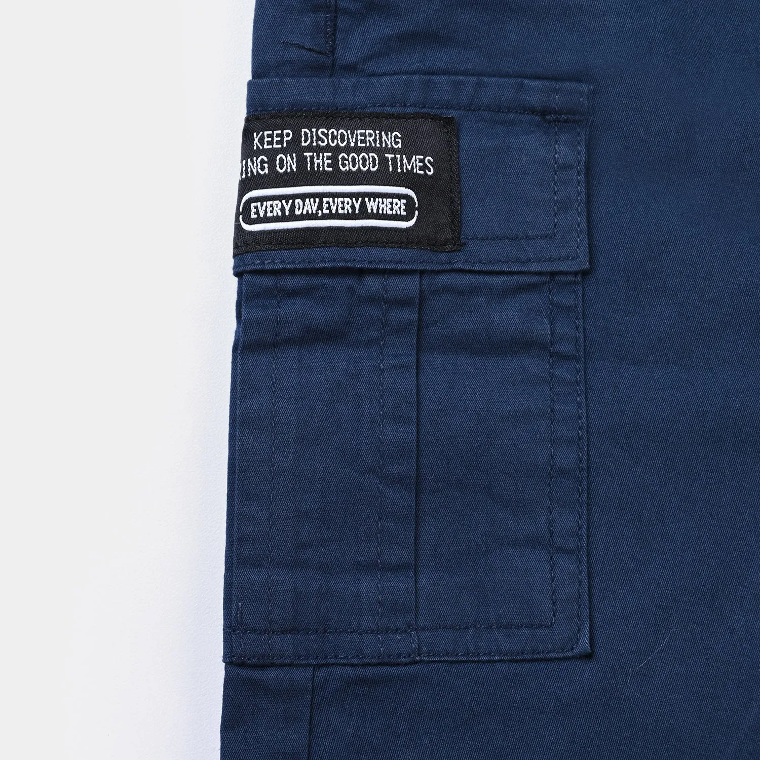 Boys Cotton Twill Pant Keep Going-NAVY