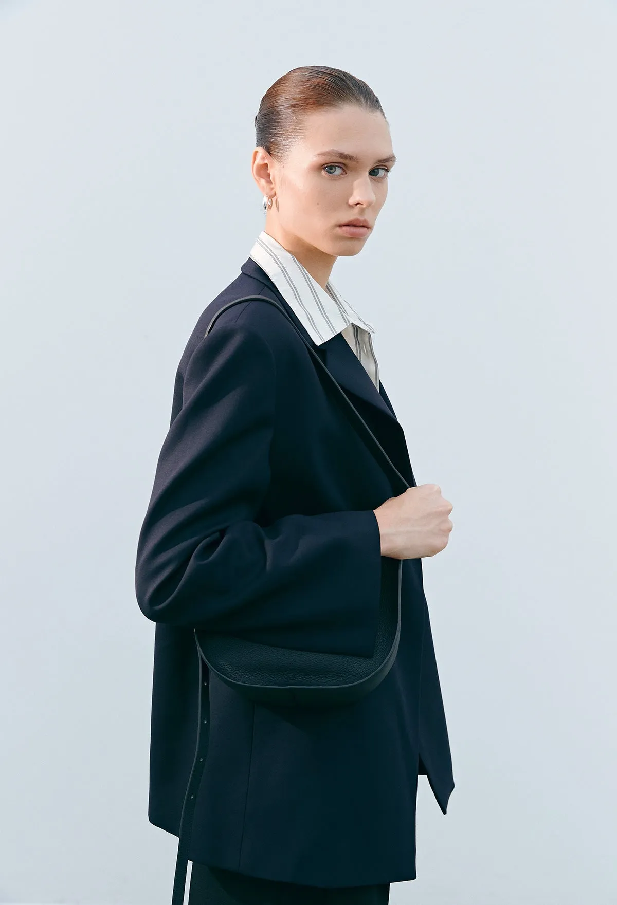 Buckle Detail Tailored Jacket In Navy