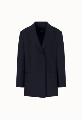 Buckle Detail Tailored Jacket In Navy