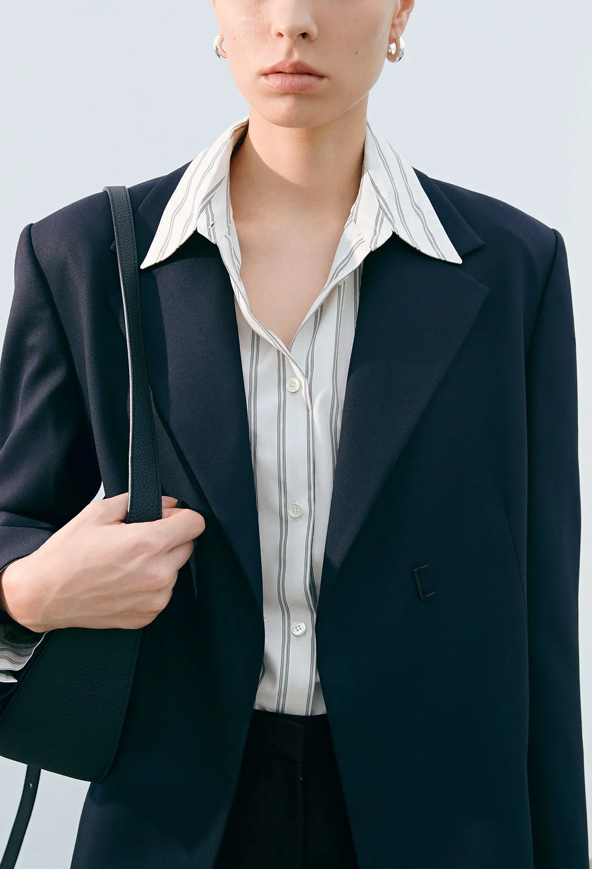 Buckle Detail Tailored Jacket In Navy