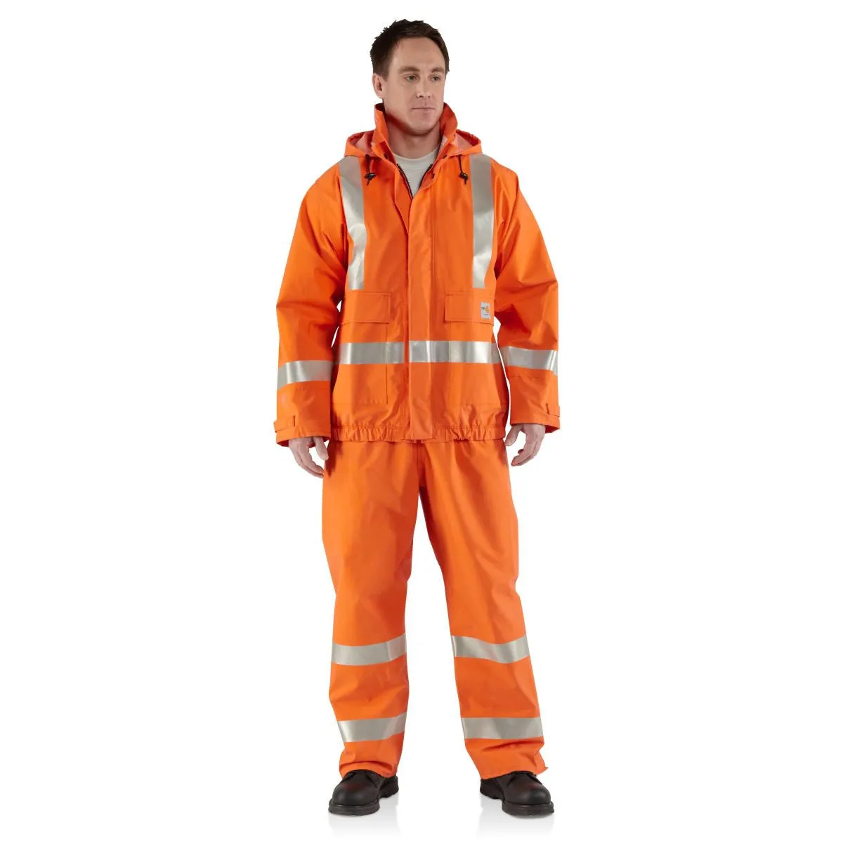 Carhartt Men's Bold Orange Flame-Resistant Rain Jacket