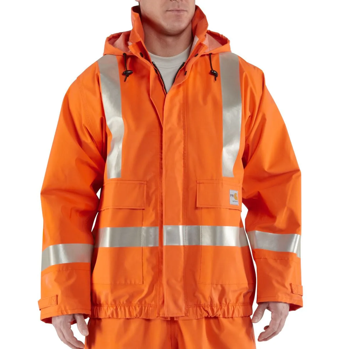 Carhartt Men's Bold Orange Flame-Resistant Rain Jacket