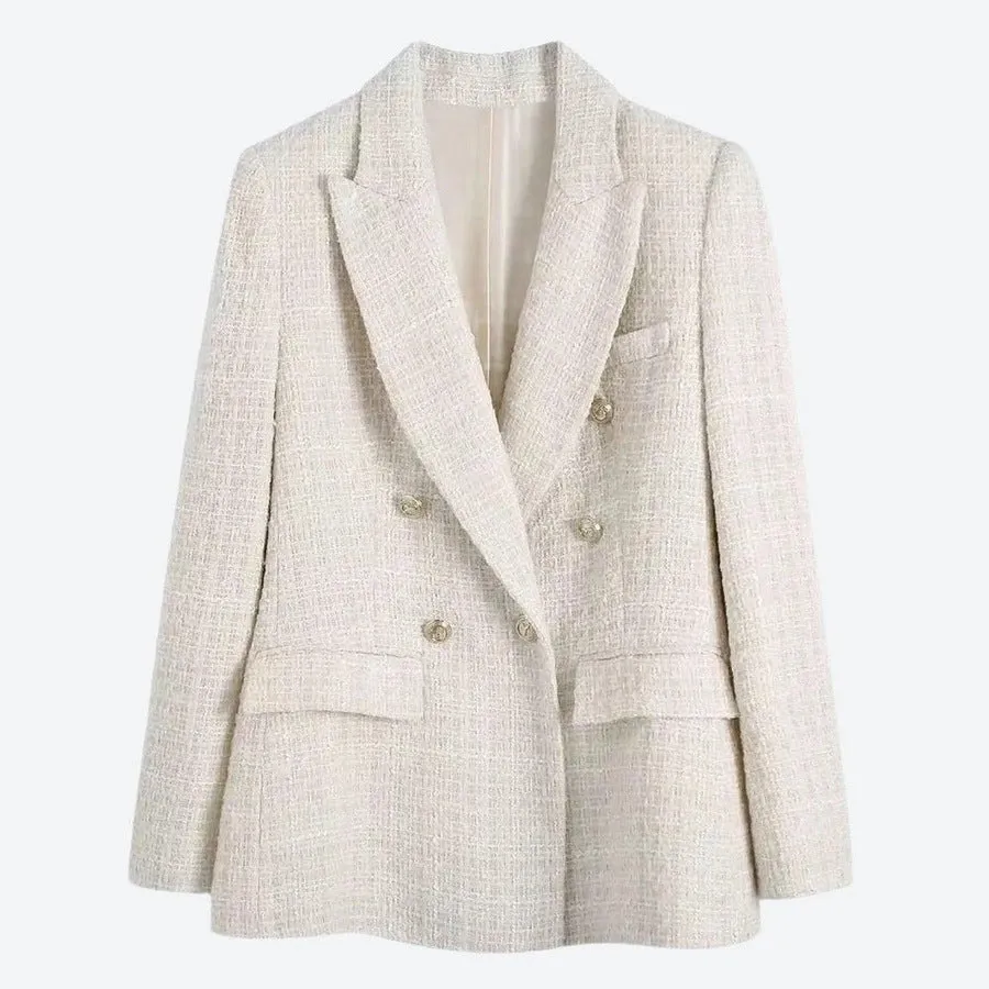 Classic Double-Breasted Tweed Blazers