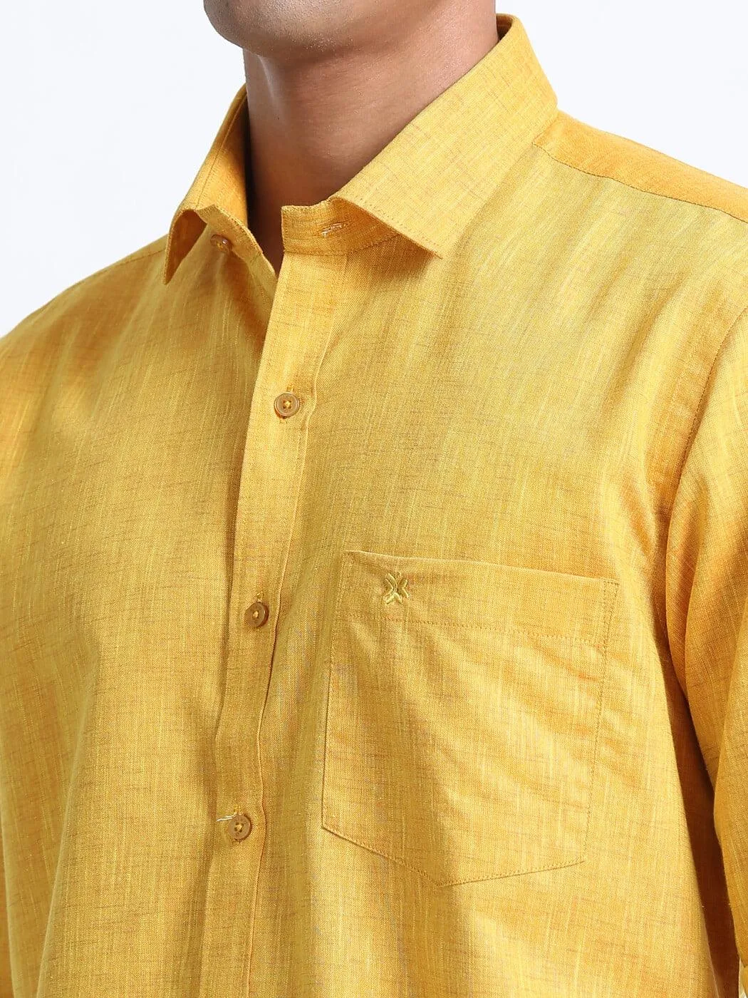 Cotton Linen Gold Colour Shirt Full Sleeve