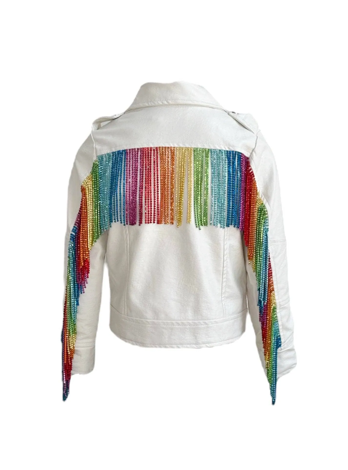 Crystal Rainbow Rain Leather Jacket