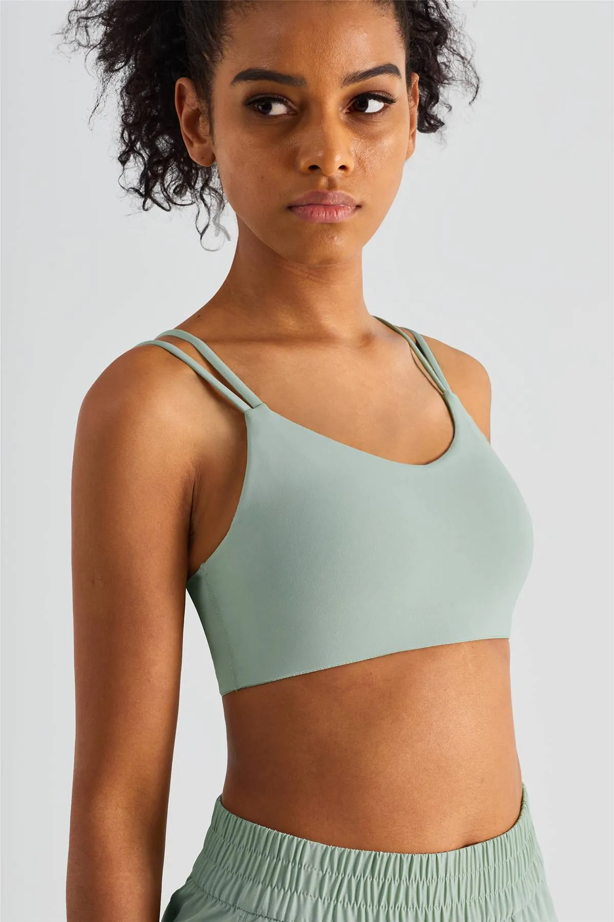 Double Straps Plunge Sports Bra