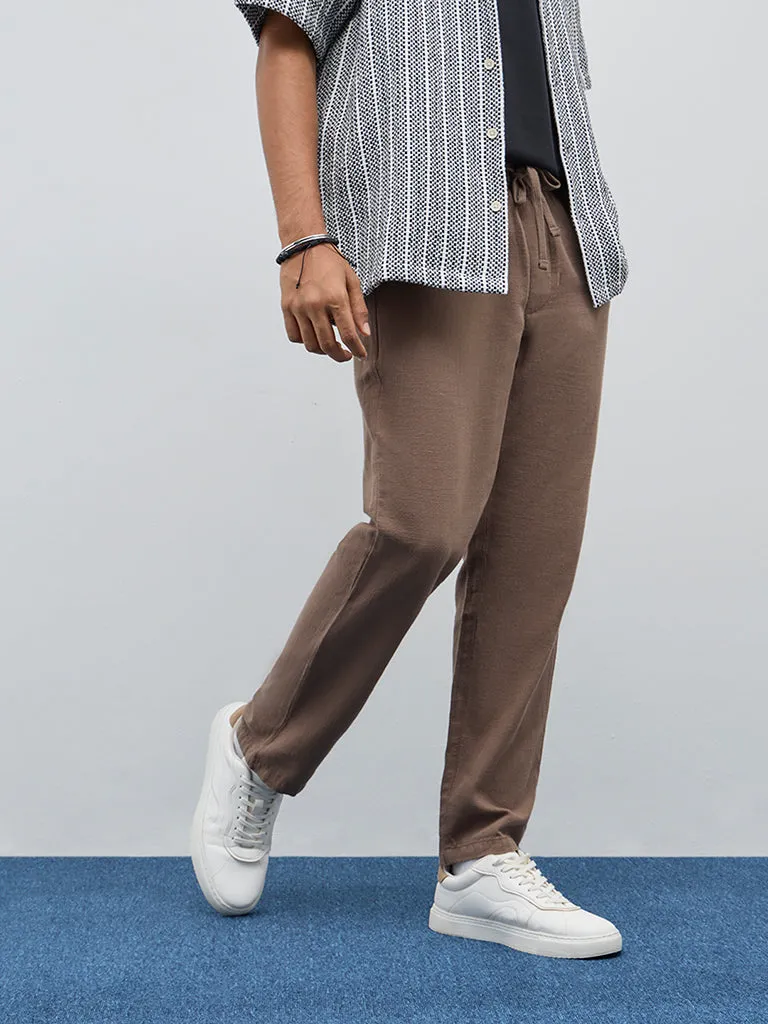 ETA Brown Relaxed Fit Mid-Rise Cotton Chinos