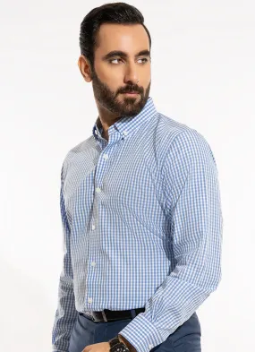 Formal Shirt - Supernova Silver Sky Blue Mini Checks