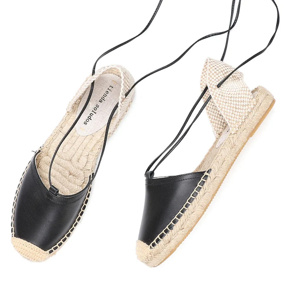 Giselle Leather Upper Espadrille Sandals - 3 Colors