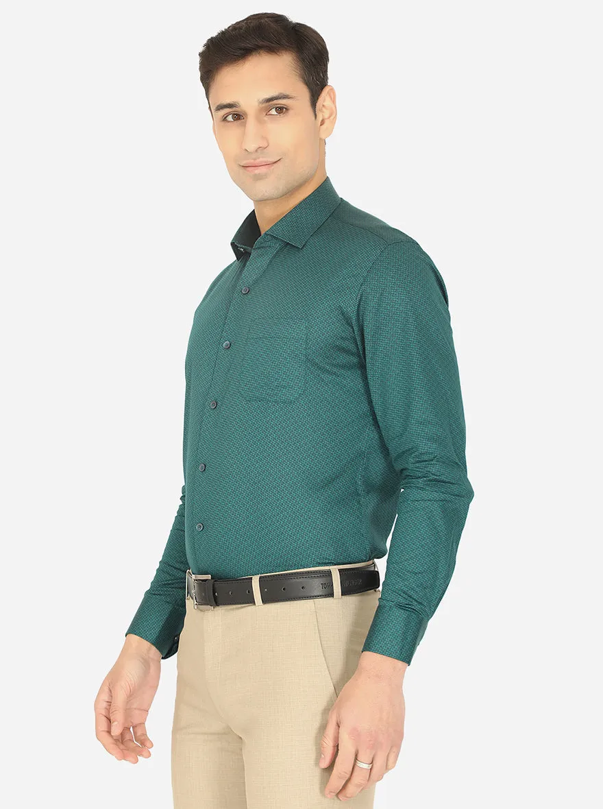 Green Printed Slim Fit Formal Shirt | Greenfibre