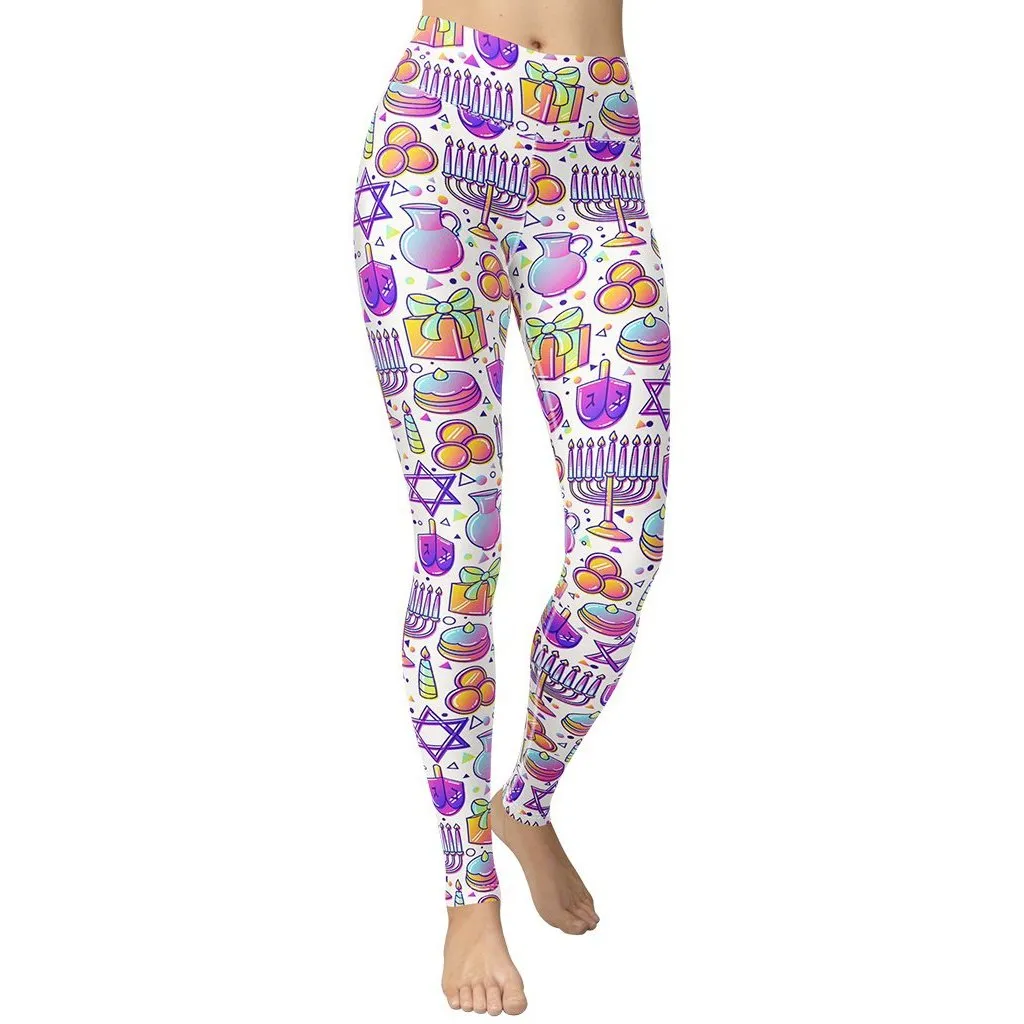 Hanukkah Symbol Yoga Leggings