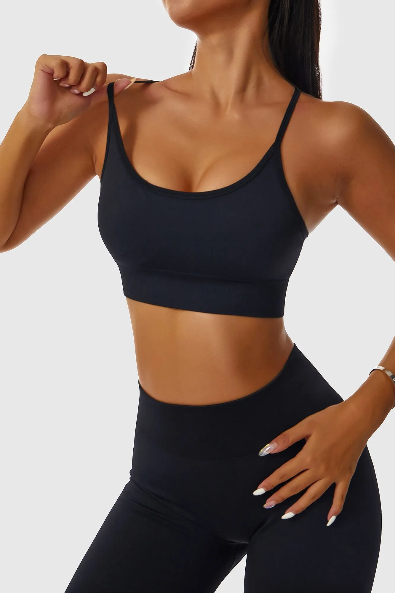 High Strap Crossover Sports Bra