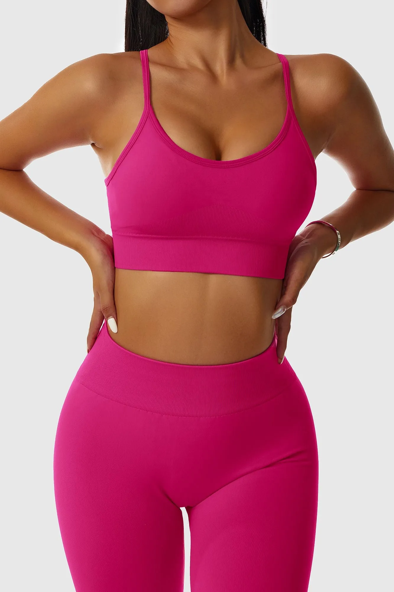 High Strap Crossover Sports Bra