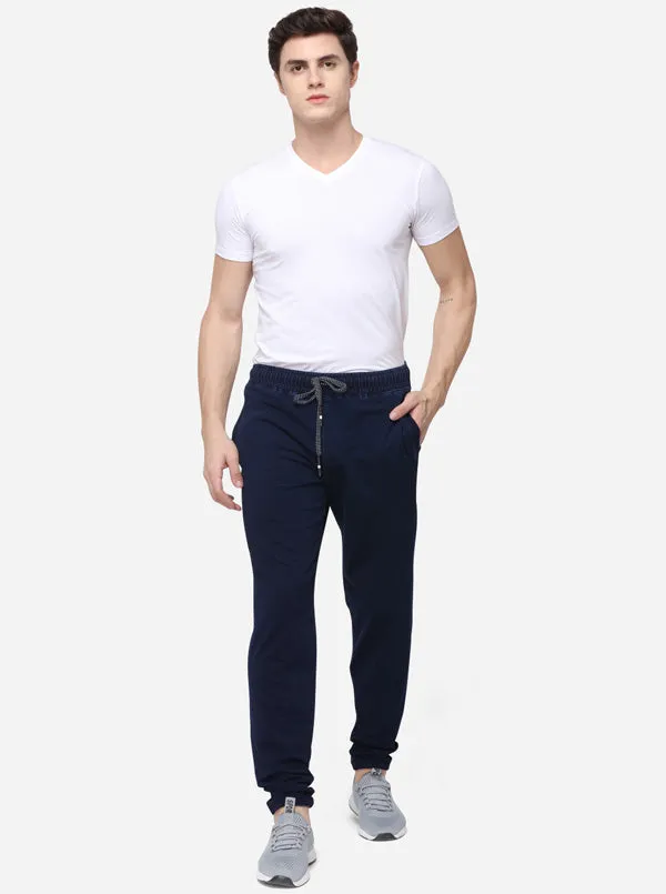 Indigo Blue Solid Regular Fit Track Pants | JadeBlue