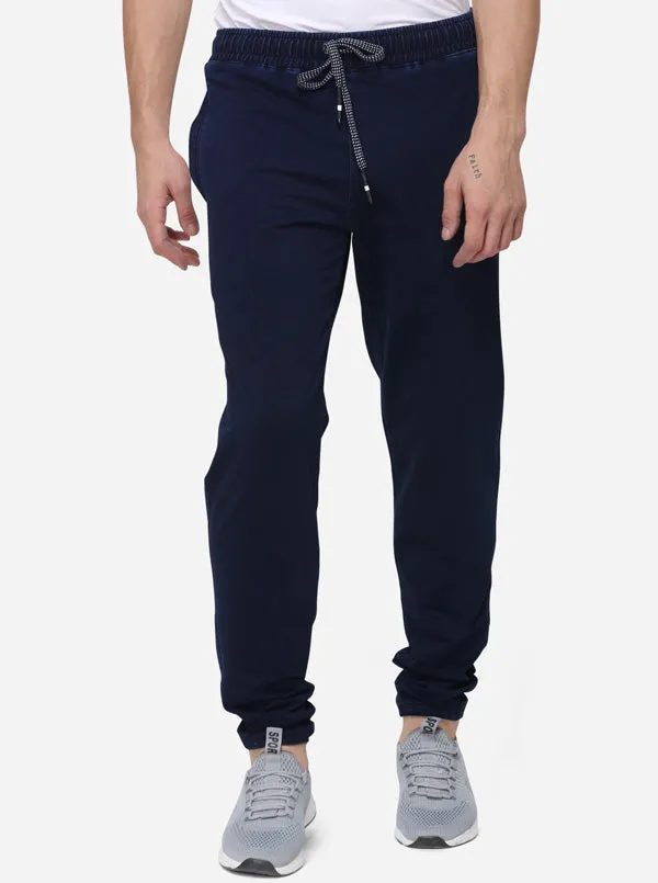 Indigo Blue Solid Regular Fit Track Pants | JadeBlue