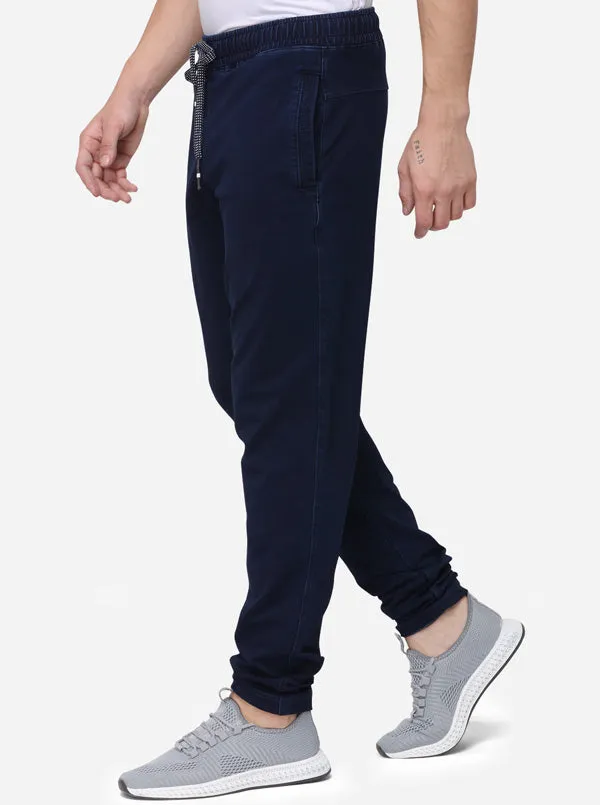 Indigo Blue Solid Regular Fit Track Pants | JadeBlue