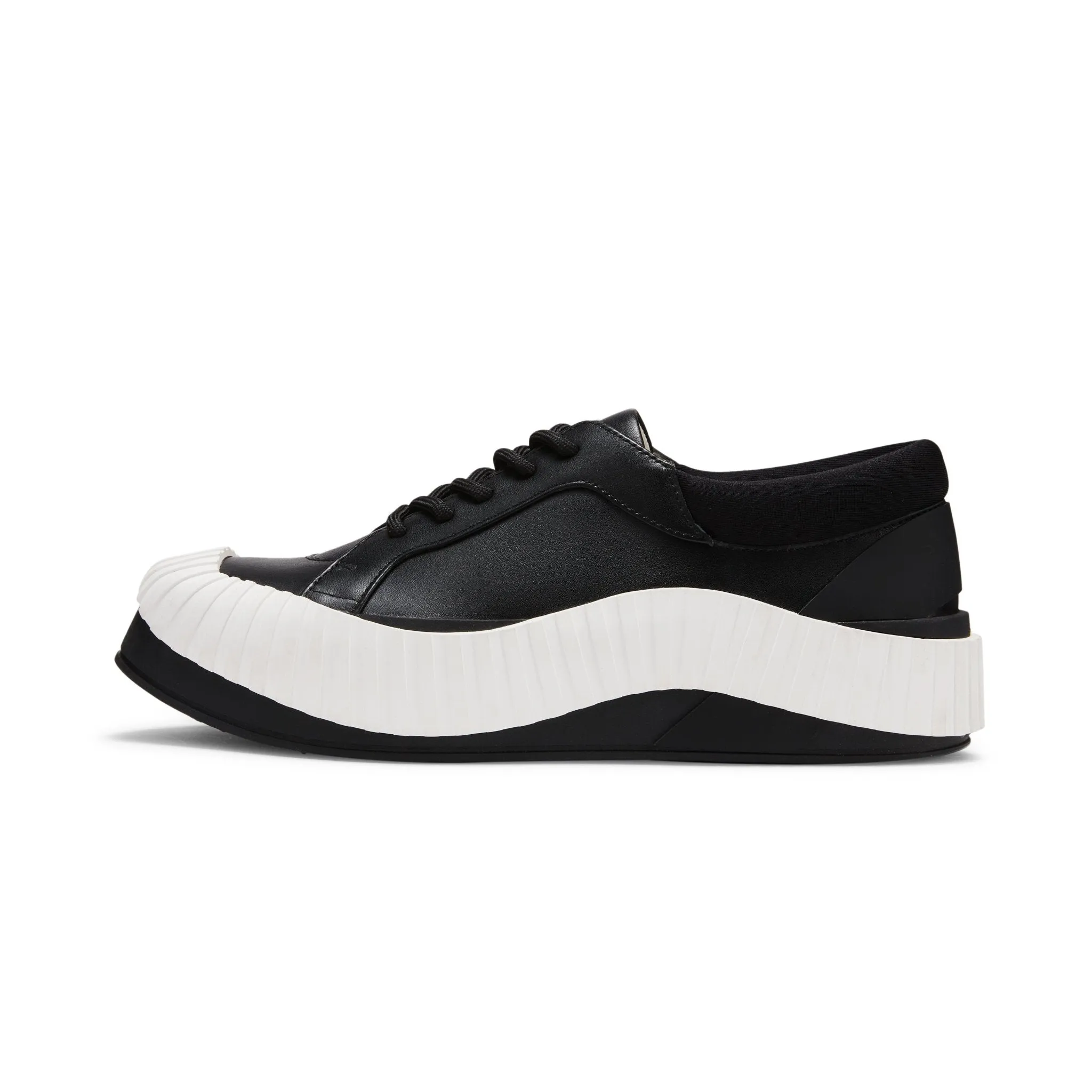 Irregular Wavy Edge Thick-soled Casual Shoes in Black