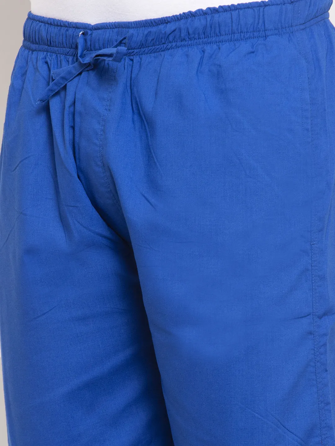 Jashvi Men's Blue Solid Cotton Track Pants