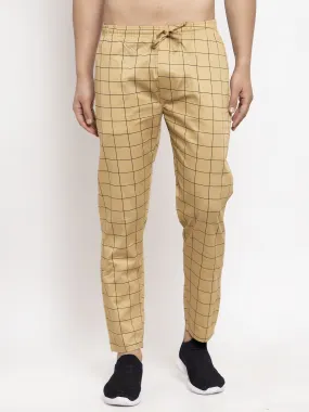 Jashvi Men's Rust Checked Cotton Track Pants