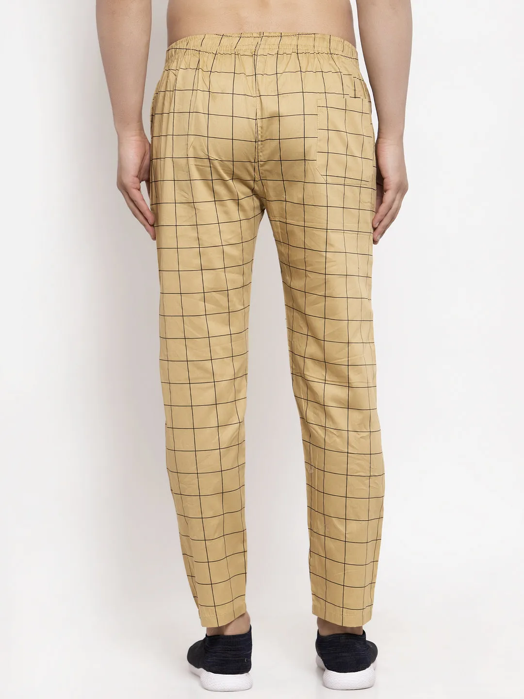 Jashvi Men's Rust Checked Cotton Track Pants