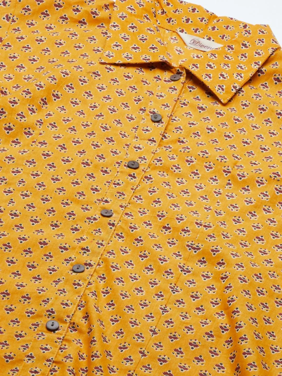 Jashvi Yellow Block Printed Casual Women Shirts