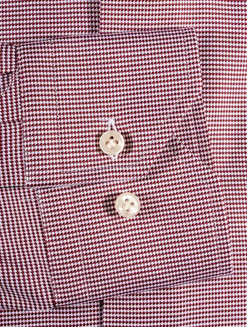 Klee Houndstooth Button Down Slim Fit Wine Shirt Wine