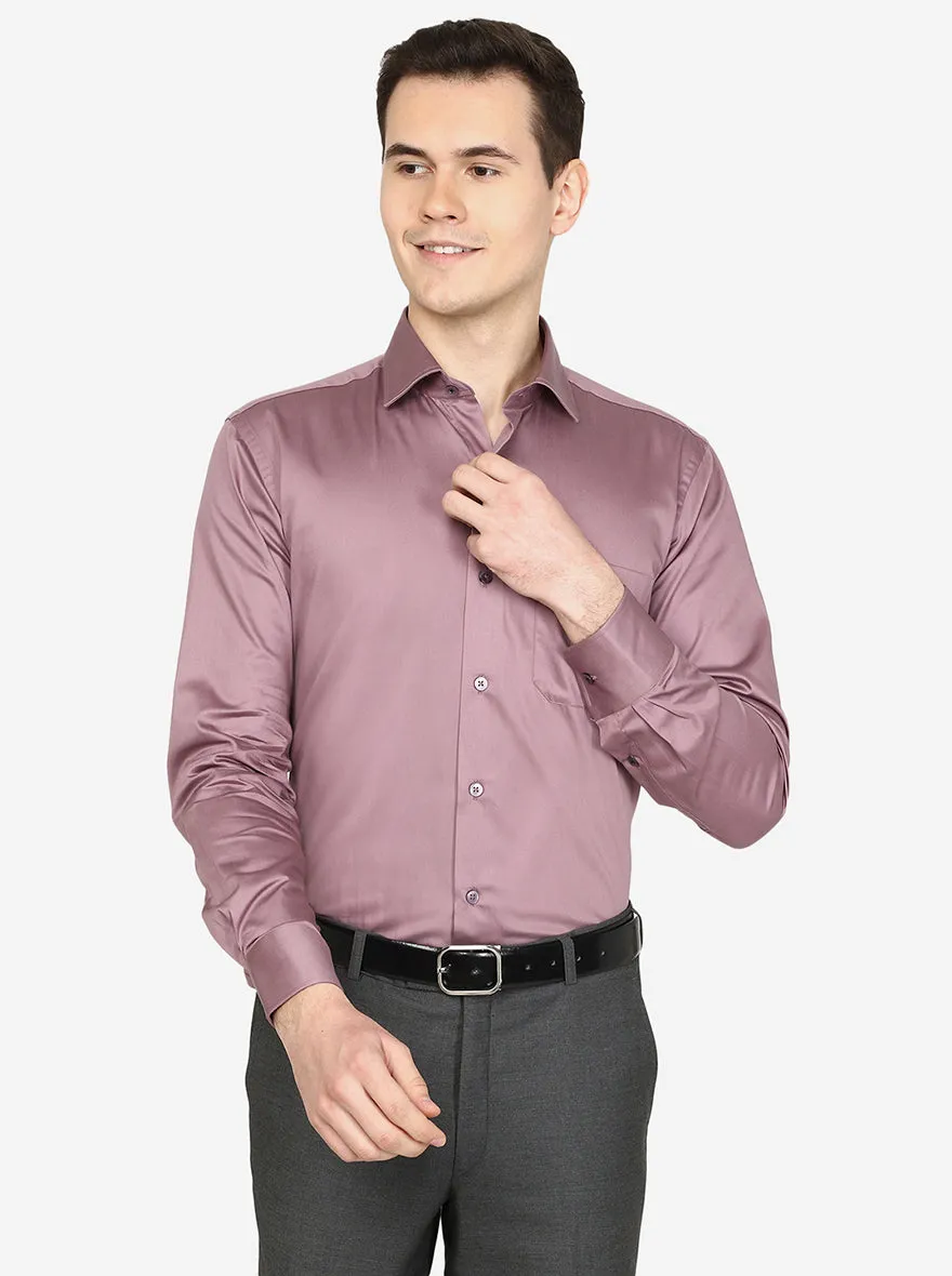 Lilac Pink Solid Slim Fit Formal Shirt | Metal