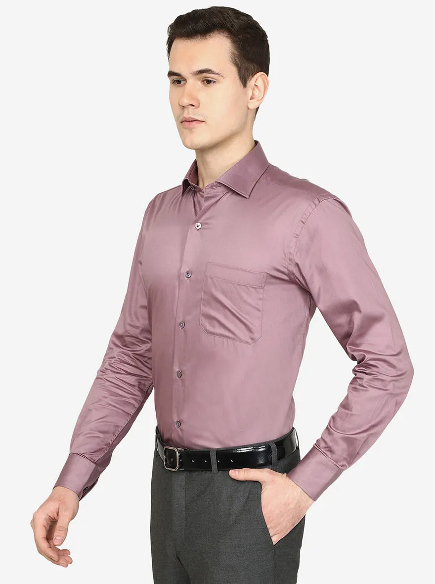 Lilac Pink Solid Slim Fit Formal Shirt | Metal