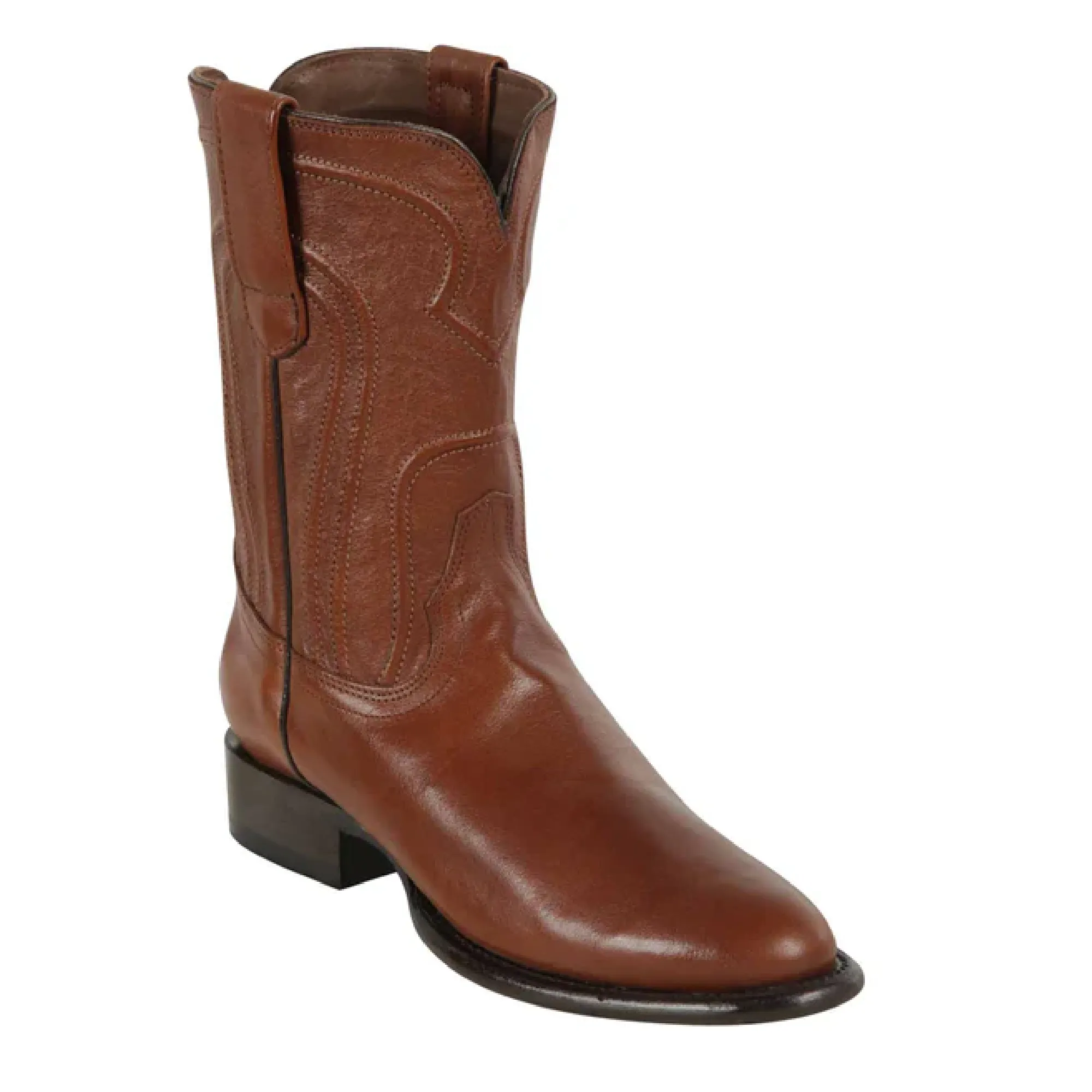 Los Altos Boots Mens #692107 Roper Style | Genuine Belmont Leather Boots | Color Brown