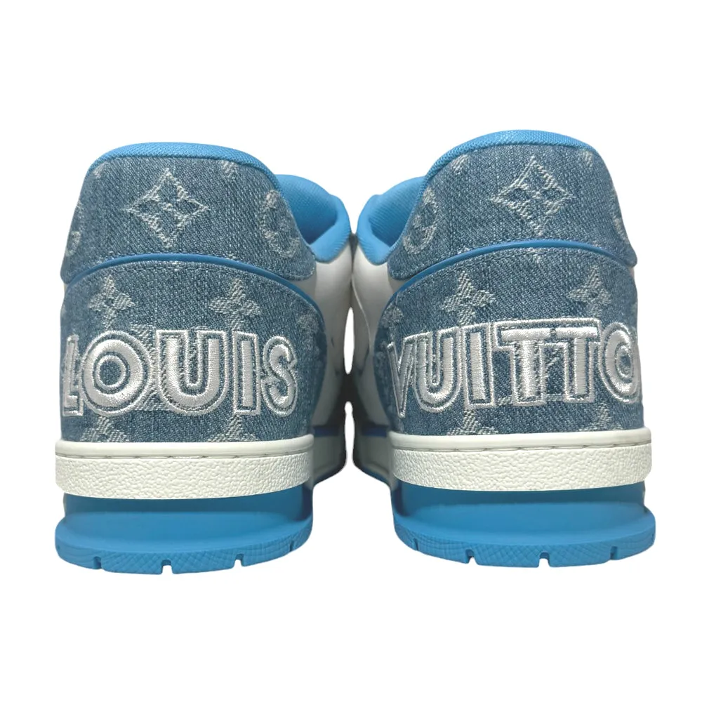 LOUIS VUITTON LV Sneakers Blue Denim Strap Trainers Size 8 UK LHQ334