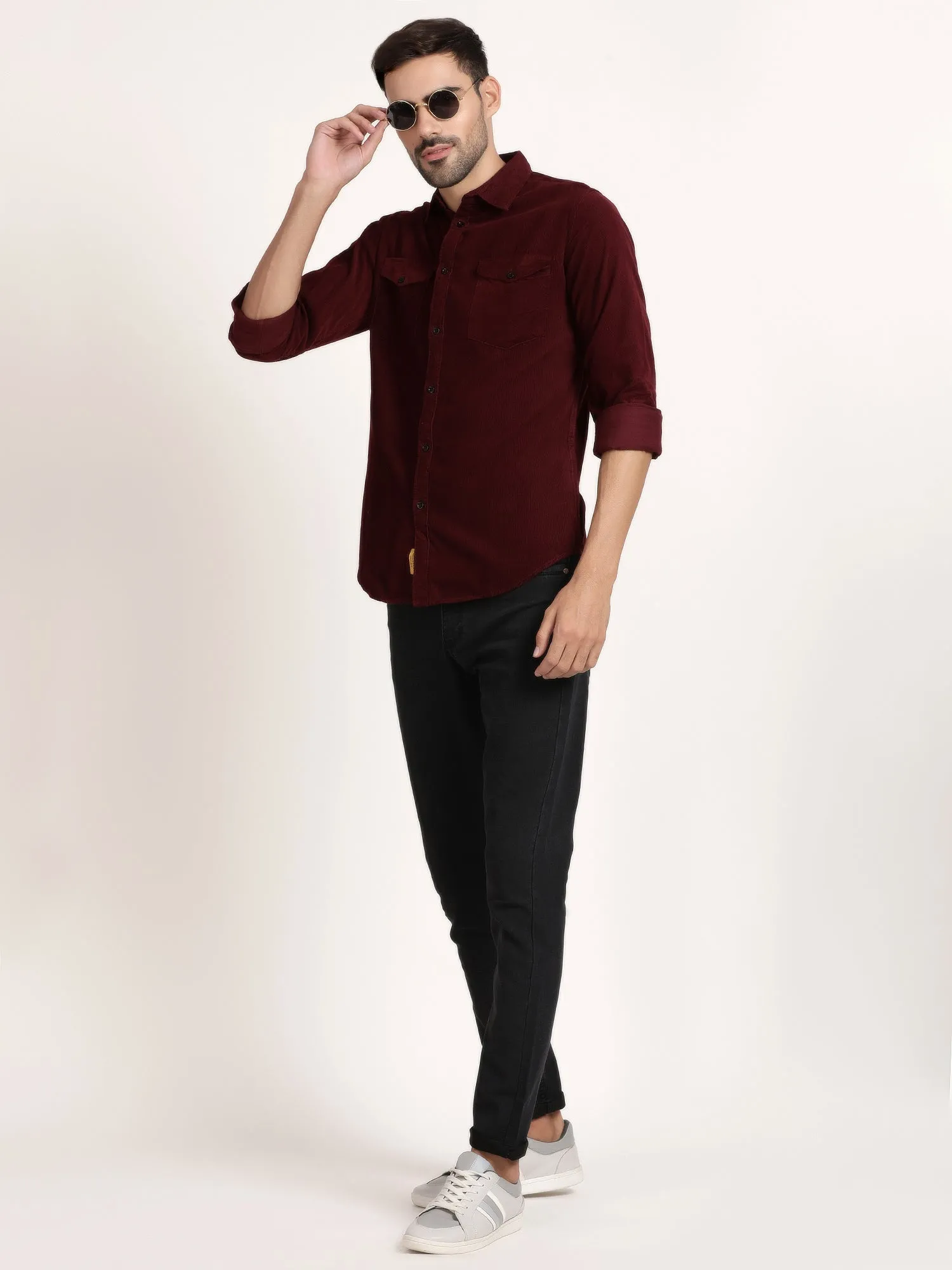 Men Maroon Solid Formal Shirt (GBRJ6020)