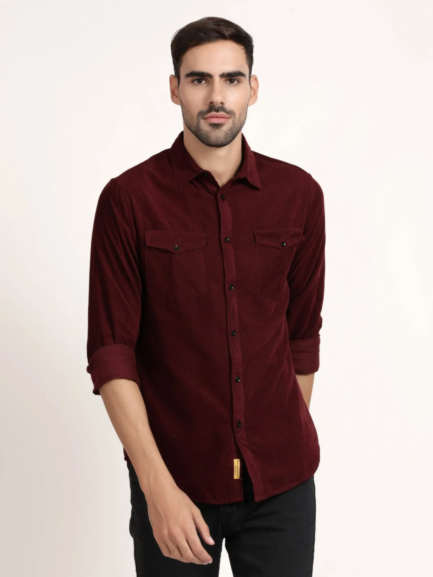 Men Maroon Solid Formal Shirt (GBRJ6020)