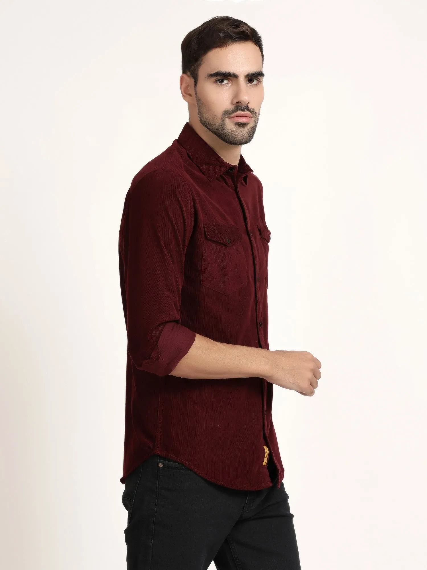 Men Maroon Solid Formal Shirt (GBRJ6020)