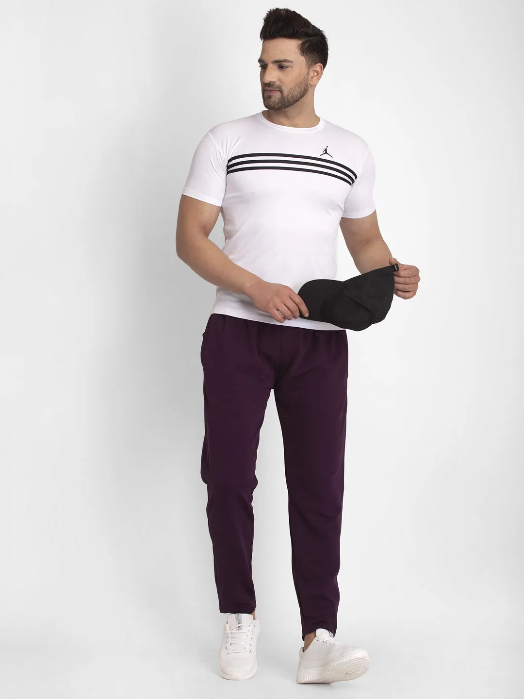 Men's Purple Solid Track Pants ( JOG 014Purple ) - Jainish