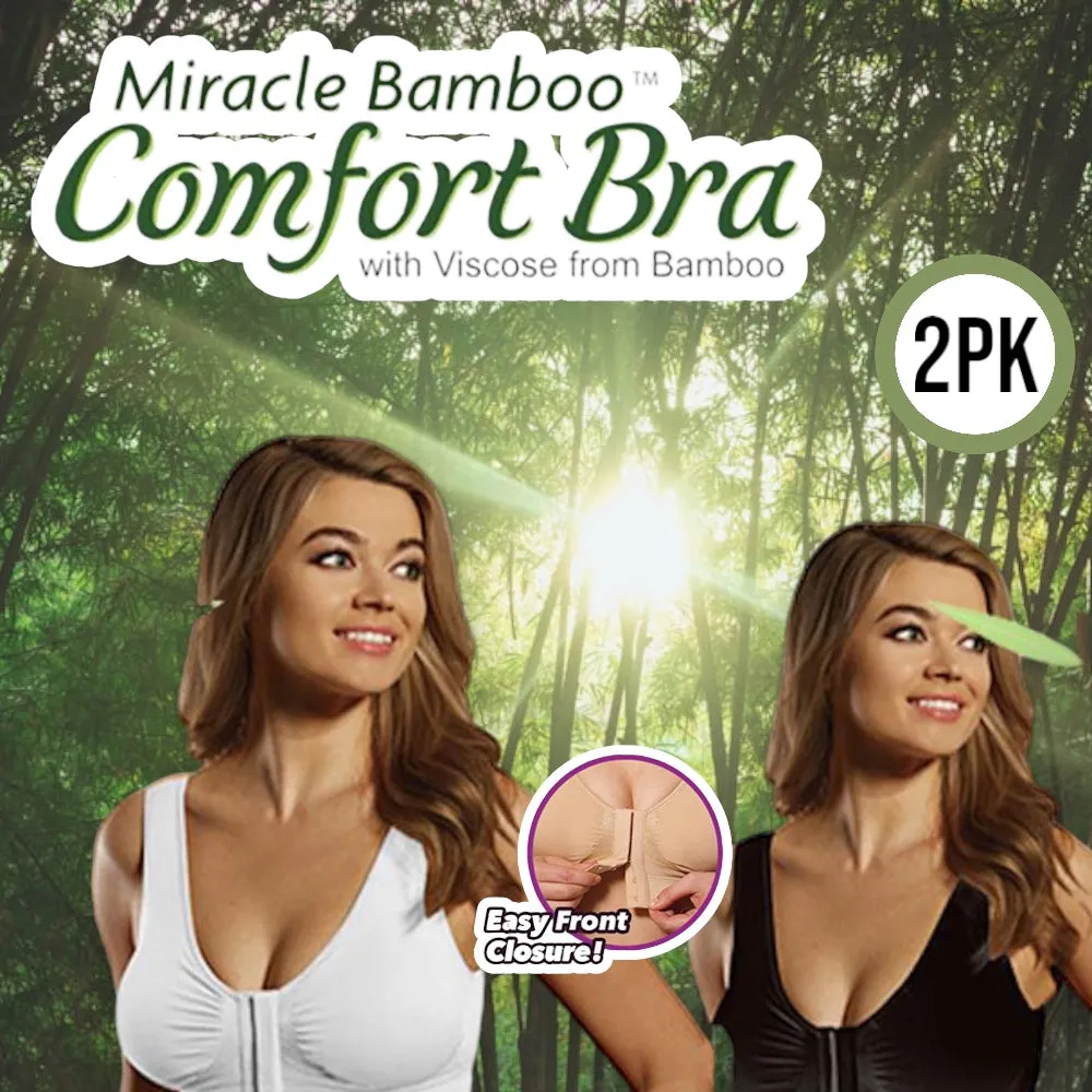 Miracle Bamboo Comfort Bra Deluxe - Set of 2  - Medium (35-37")