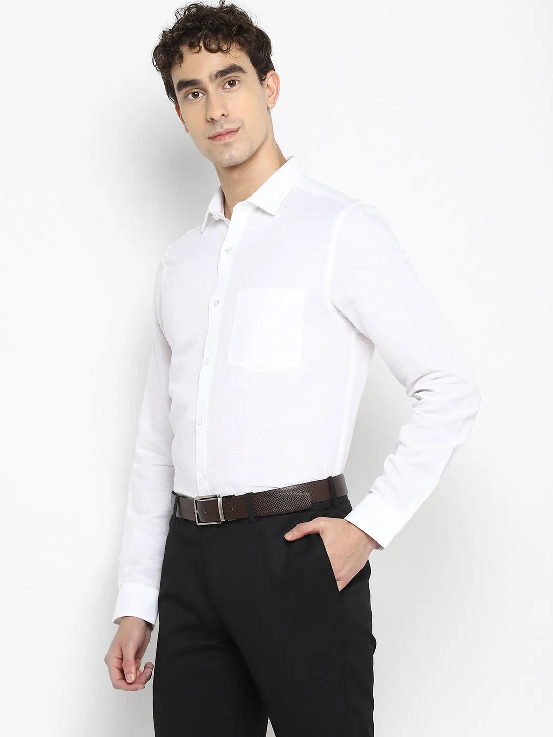 Navy Blue Cotton Solid Regular Fit Shirts