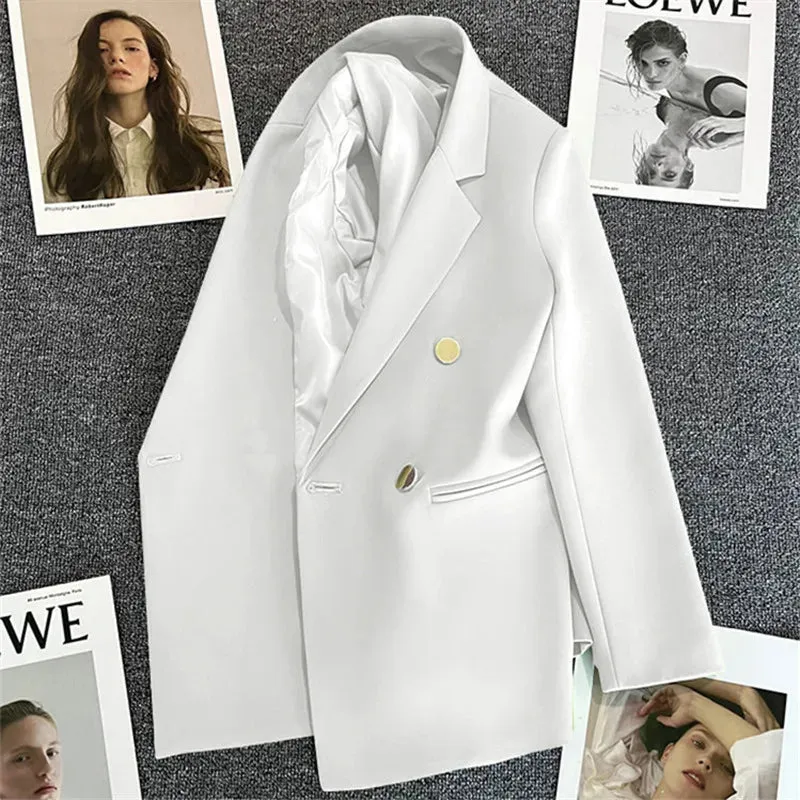 Office Blazers For Women 2025 Casual Fashion Long Sleeve New White Black Single Button Jackets Coats Blazer