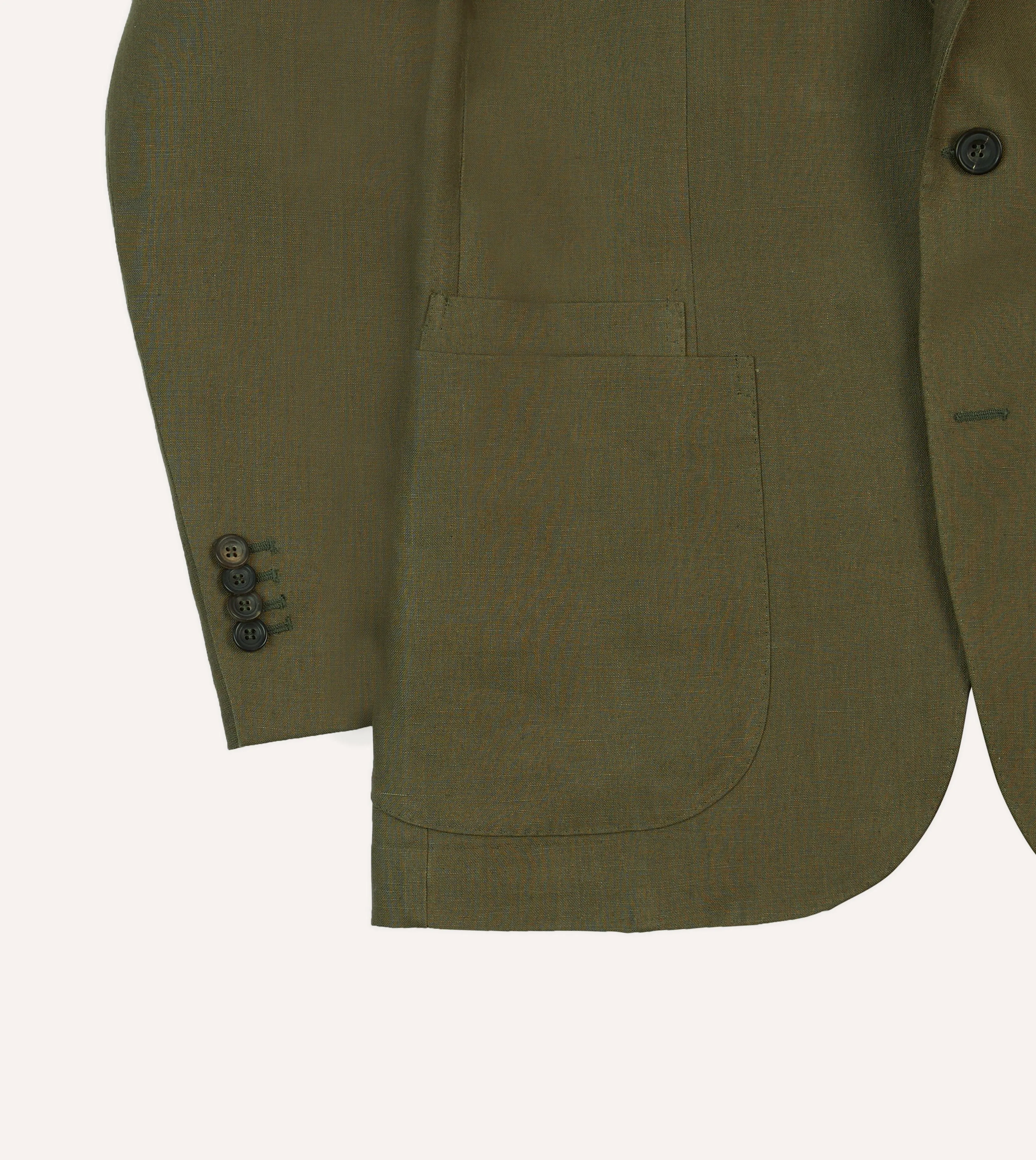 Olive Irish Linen Tailored Jacket