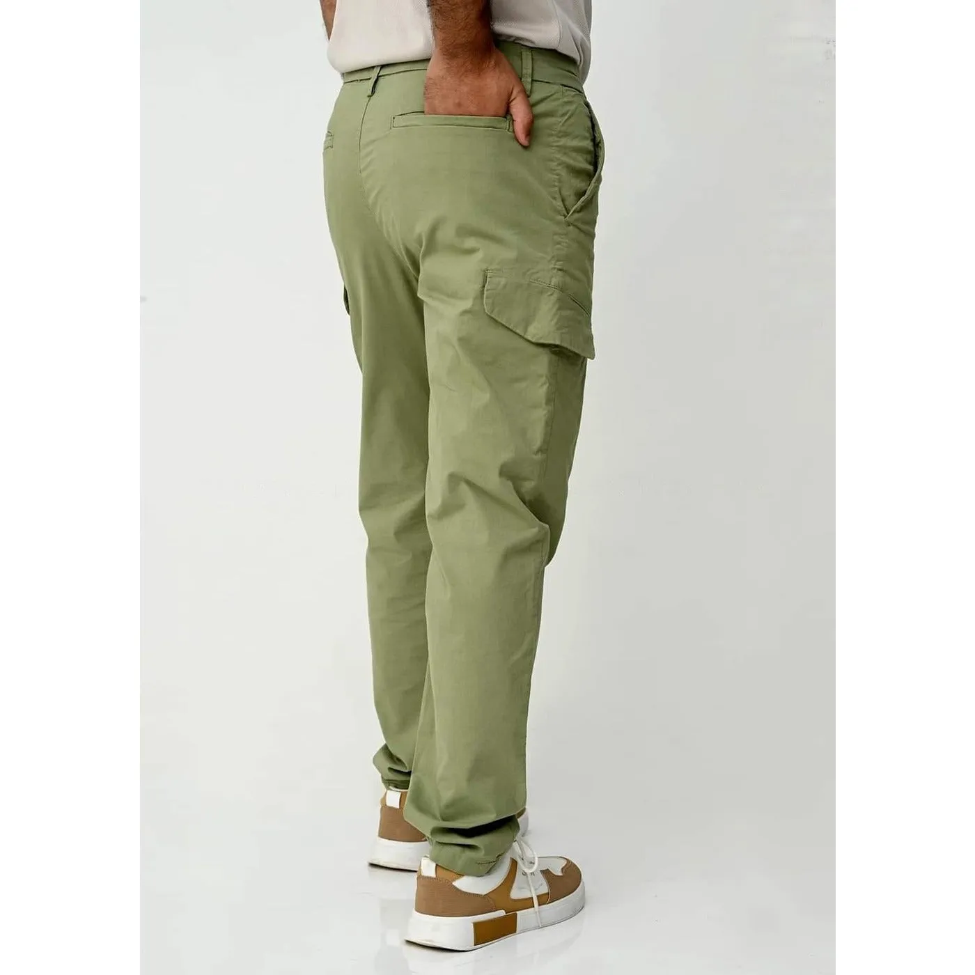 Olive Regular Fit Cargo Chinos