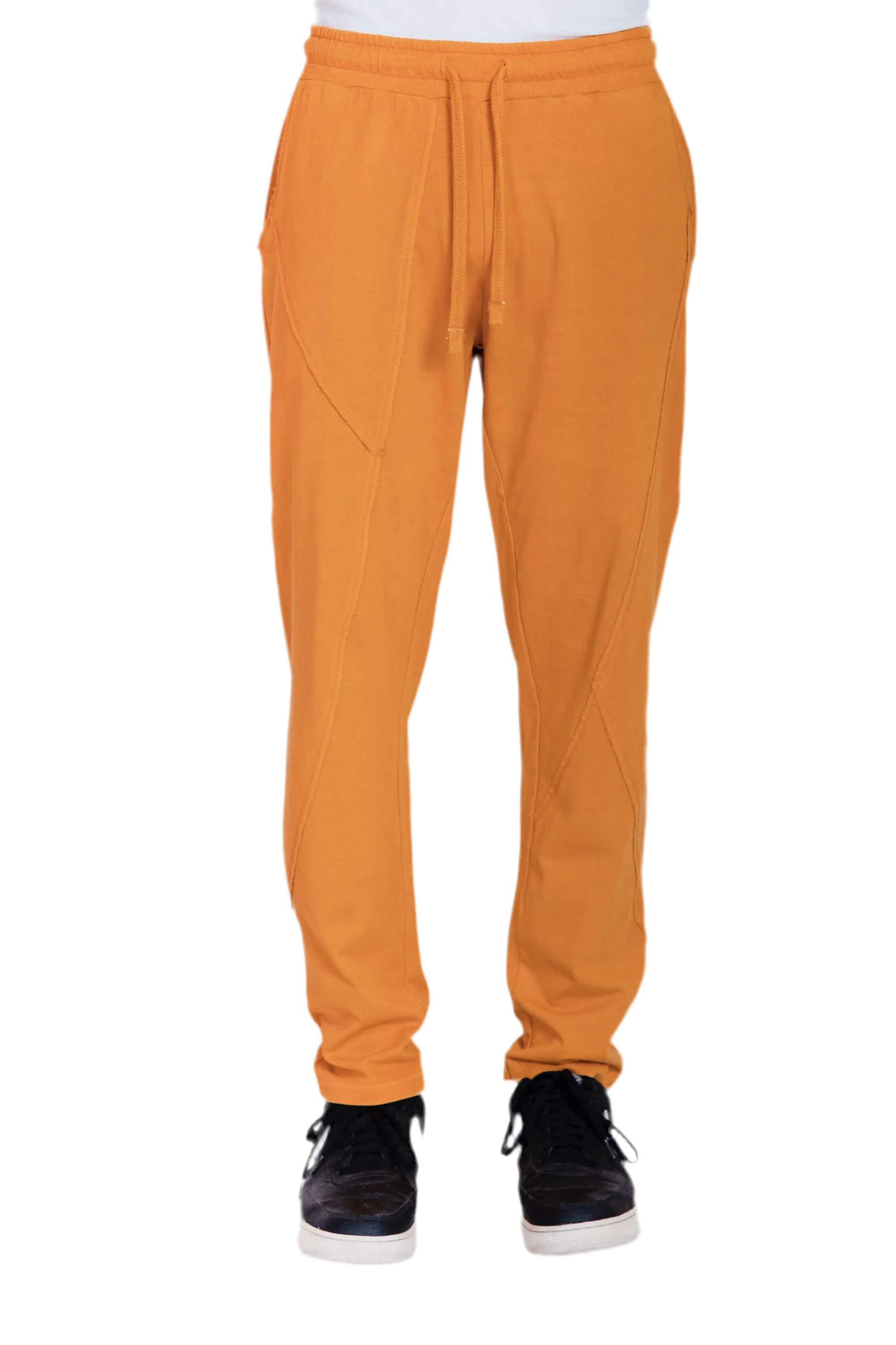 Orange Asymmetrical Panel Trousers