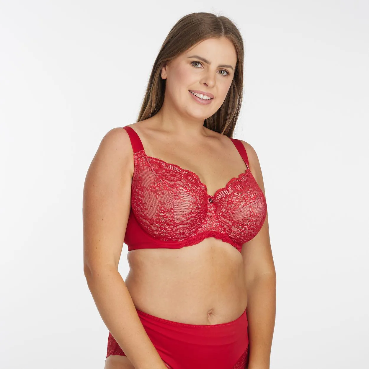 Peony Lace Premium Support Bra - Savvy Red